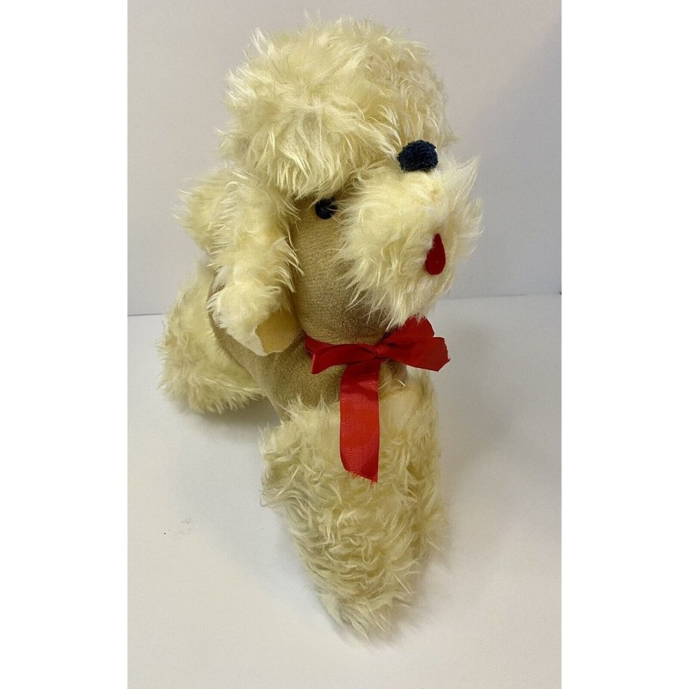 Vintage Smile Nov. Toy Co. White Poodle Puppy Dog Stuffed Animal 12” MADE IN USA
